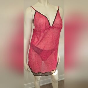 La SENZA Pink lingerie Coord set Chemi Slip & Panties US12